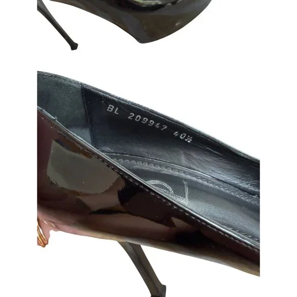 SAINT LAURENT Tribtoo Black Patent Leather Platform Heels Size 40.5 / US 10.5 - Picture 4 of 11